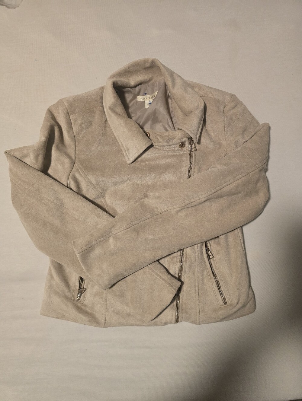 Women's Taupe Suede Moto Jacket